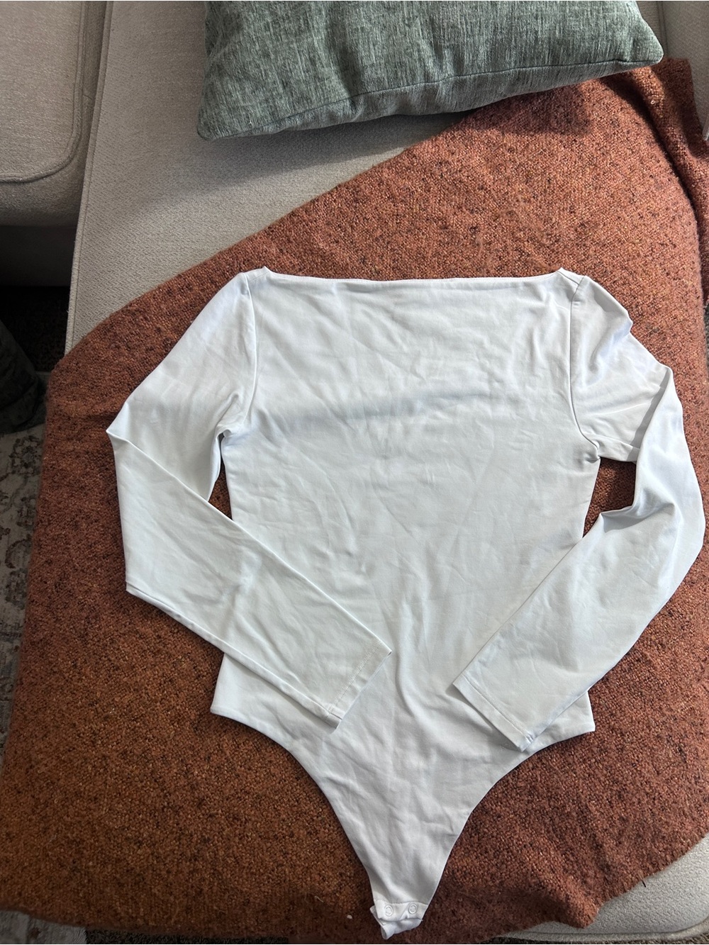 Aritzia White Long-Sleeve Boatneck Bodysuit